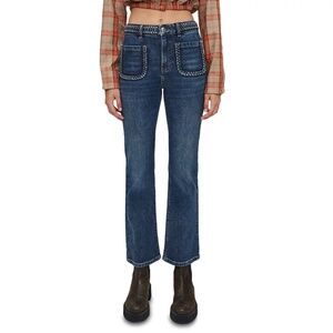 Platano Mid Rise Flared Jeans in Blue